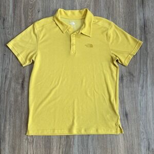 The North Face Polo Shirt Mens Size Medium Yellow Flashdry Outdoor Travel Hiking